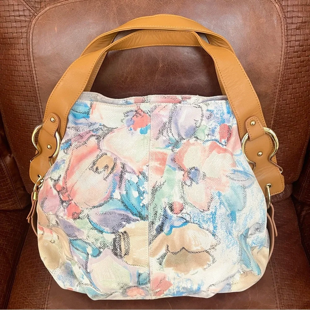 Floral Pattern Genuine Leather Spacious Hobo & Boho Style Shoulder Bag